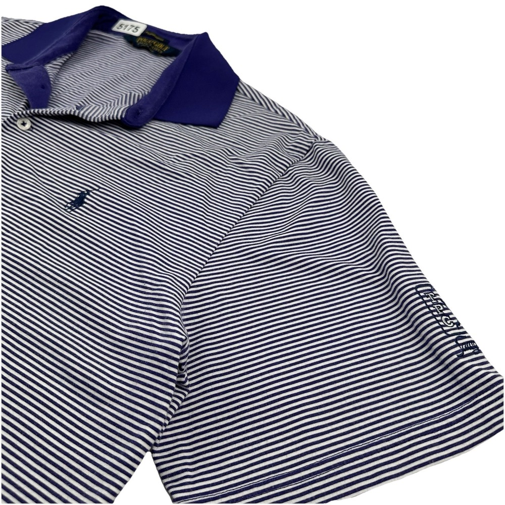 Ralph Lauren TPC Sawgrass Performance Polo Shirt Men Medium Striped White Purple
